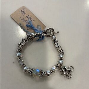 Pan Mass Challenge ‘04 NWT Silver Charm Bracelet with Swarovski crystal